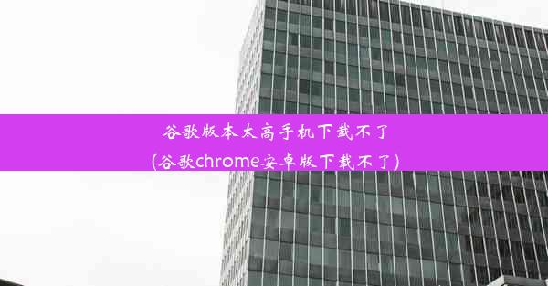 谷歌版本太高手机下载不了(谷歌chrome安卓版下载不了)