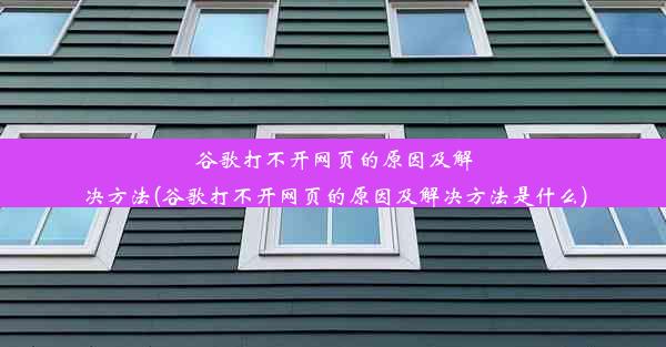 谷歌打不开网页的原因及解决方法(谷歌打不开网页的原因及解决方法是什么)