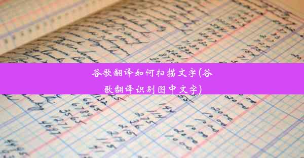 谷歌翻译如何扫描文字(谷歌翻译识别图中文字)