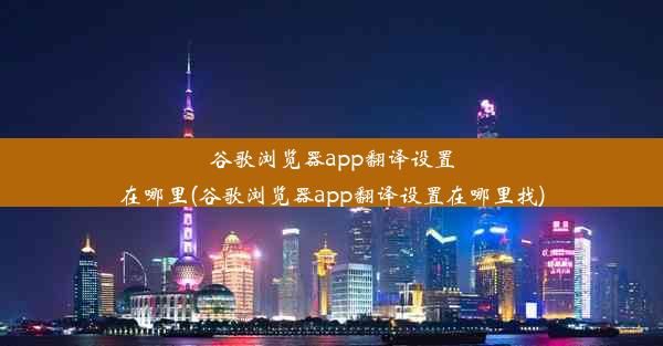 谷歌浏览器app翻译设置在哪里(谷歌浏览器app翻译设置在哪里找)