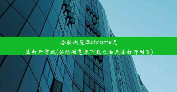 谷歌浏览器chrome无法打开商城(谷歌浏览器下载之后无法打开网页)