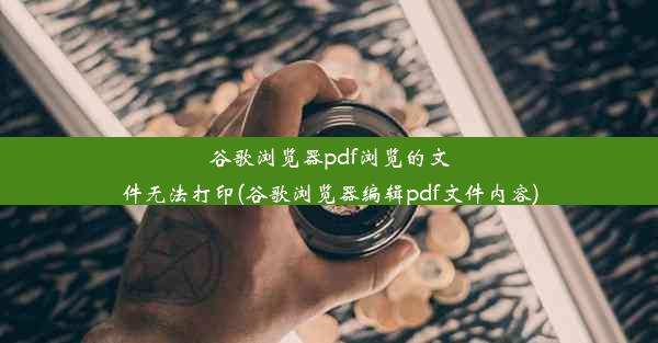 谷歌浏览器pdf浏览的文件无法打印(谷歌浏览器编辑pdf文件内容)