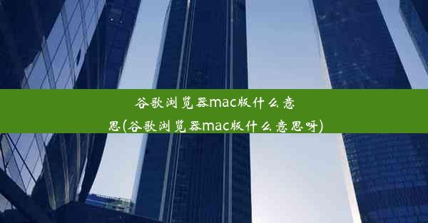 谷歌浏览器mac版什么意思(谷歌浏览器mac版什么意思呀)