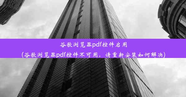 谷歌浏览器pdf控件启用(谷歌浏览器pdf控件不可用，请重新安装如何解决)