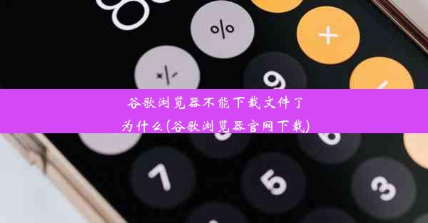 谷歌浏览器不能下载文件了为什么(谷歌浏览器官网下载)