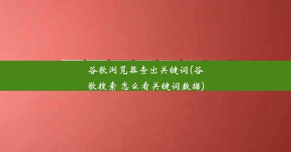 谷歌浏览器查出关键词(谷歌搜索 怎么看关键词数据)