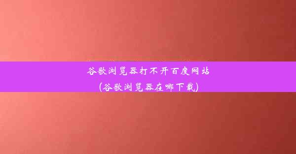 谷歌浏览器打不开百度网站(谷歌浏览器在哪下载)