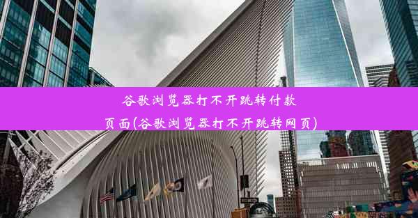 谷歌浏览器打不开跳转付款页面(谷歌浏览器打不开跳转网页)